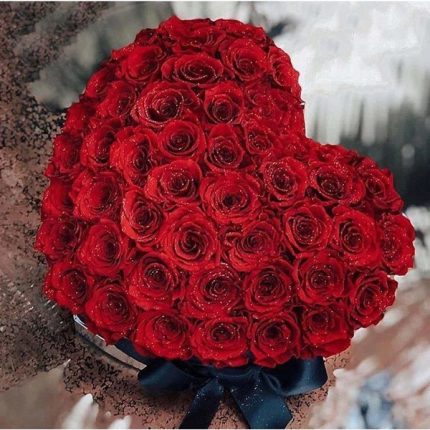 باکس گل رز سفید قرمز قلبی